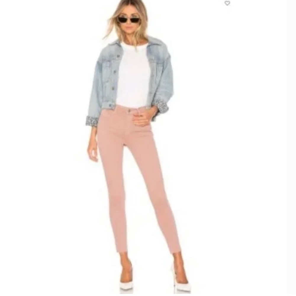 Frame tan le high skinny raw hem jeans size 24 equivalent to a size 0